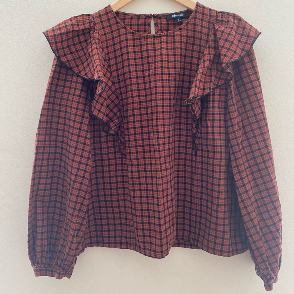 Madewell flannel shirt with ruffles